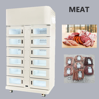 Máy bán hộp tủ lạnh làm mát 24 giờ cho thịt với máy quét mã QR